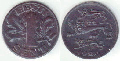 1929 Estonia 1 Sent A003956